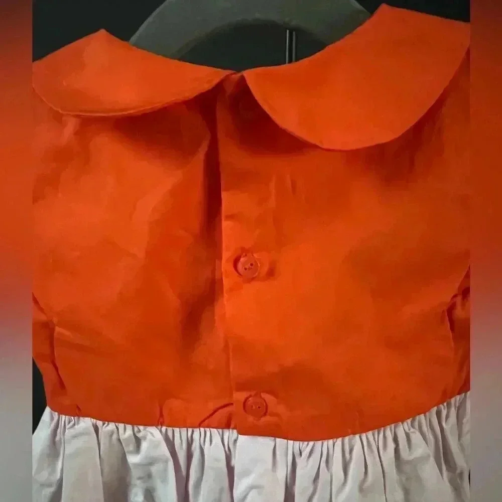 NWT • Jacadi 12M Rose Loupiote scalloped Color block  dress w/ Peter Pan collar